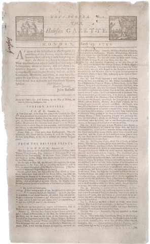 Canada's first newspaper, the Halifax Gazette, appears