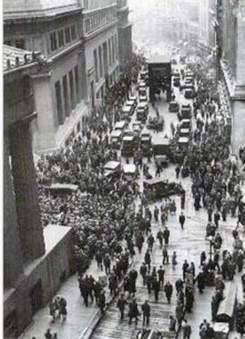 Stock Market on Wall Street crashes.