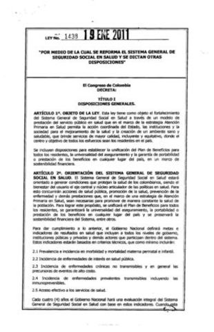 LEY 1438 DEL 2011
