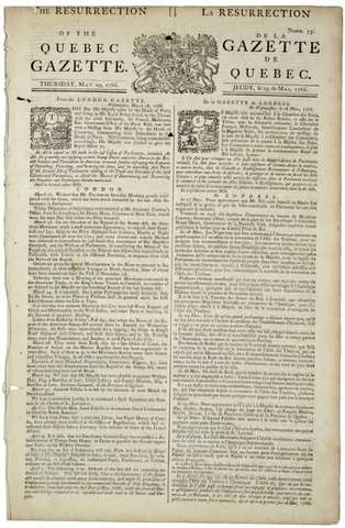 Quebec Gazette Newspaper Established