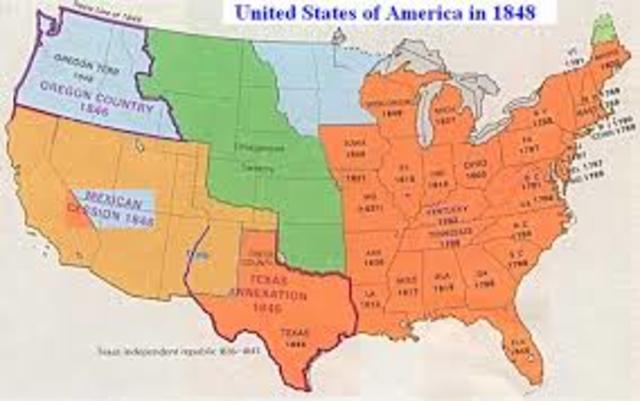 Treaty of Guadalupe-Hidalgo Results in United States Acquiring Colorado, Arizona, New Mexico, Texas, California, and Parts of Utah and Nevada