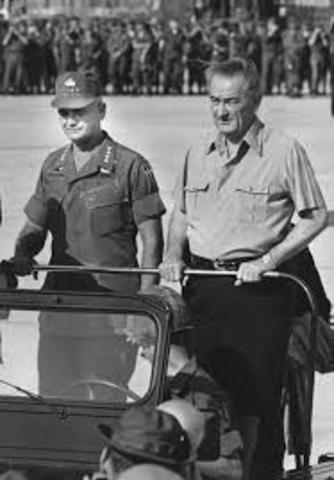 Lyndon B. Johnson visits South Vietnam