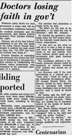 Saskatchewan Becomes the First Province to Have Medical Insurance