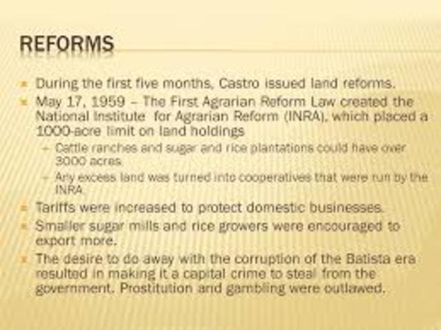 The Cuban government enacts the Agrarian reform law