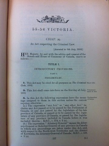{Documents Acts & Treaties} - Criminal Code