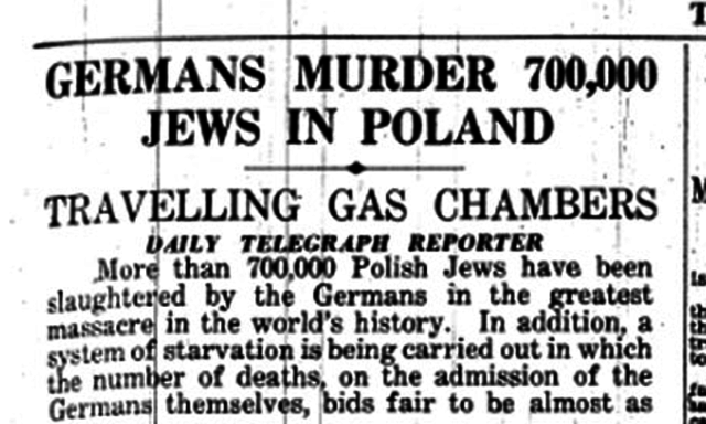 Nazi implementation of Jewish genocide is leaked to the West, with the U.S. and U.K. threatening retaliation if true.
