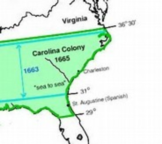 The Carolinas are founded as a single colony