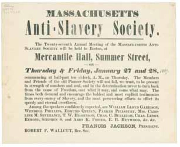 America Anti-Slavery founded in Boston