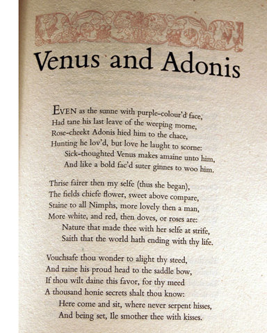 Venus and Adonis is Written
