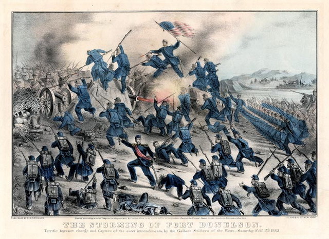 Union troops capture forts Henry and Donelson, and defend Shiloh from the Confederates