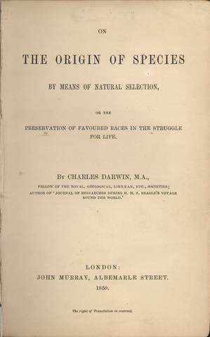 Publication of Origin of Species