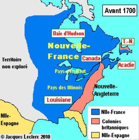 Le territoire de la Nouvelle-France apres le traite du Ryswick avant 1700