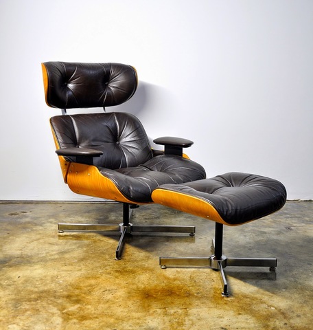Upholstered lounge chair and ottoman, C. Eames per H. Miller