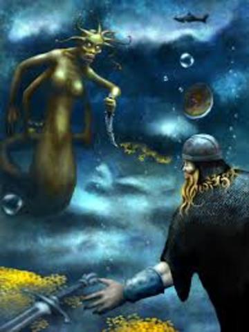 Beowulf fights Grendel's mother