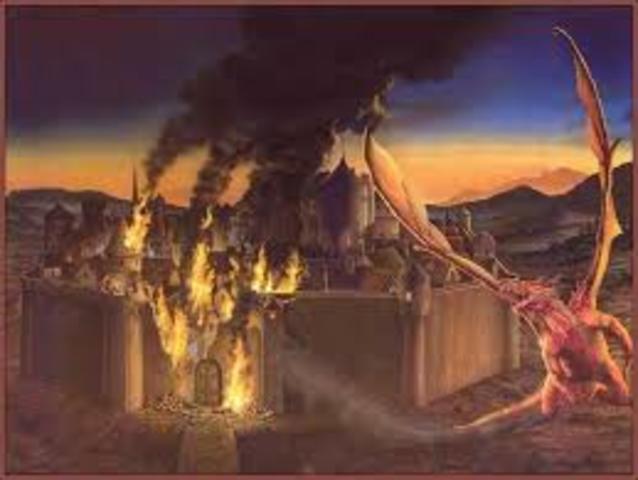 Dragon goes to Beowulf's kingdom