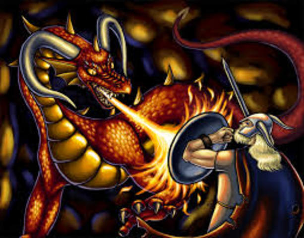 Beowulf fights the dragon