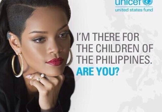 Rihanna gave £61,000 to UNICEF to help typhoon victims in the Philippines.