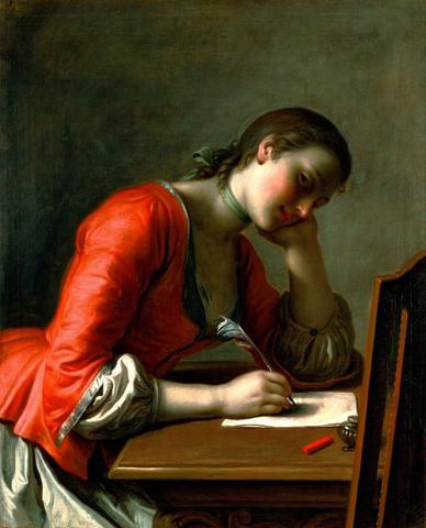 “Young Girl Writing a Love Letter” by Pietro Antonio Rotari