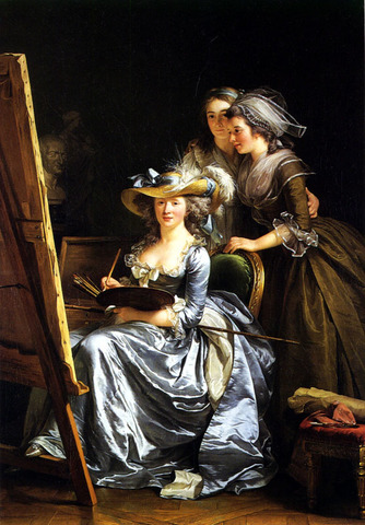“Self Portrait with Two Pupils, Mademoiselle Marie Gabrielle Capet and Mademoiselle Carreaux de Rosemond” by Adelaide Labille-Guiard