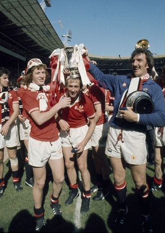 United history: 1970-1979. The Doc's victorious Reds parade the FA Cup in '77.