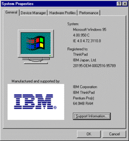Microsoft Windows 95 (4.00.950C) support 2.5