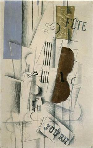 Georges Braque, Nature Morte (Violon et Compotier), also titled Still Life (Violin and Candlestick), 1910