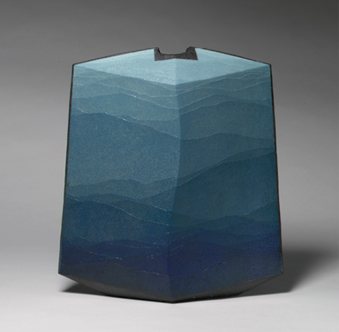 Vase with blue glaze with gradated shades