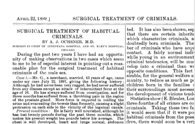 Surgical Treatment of Habitual Criminals published