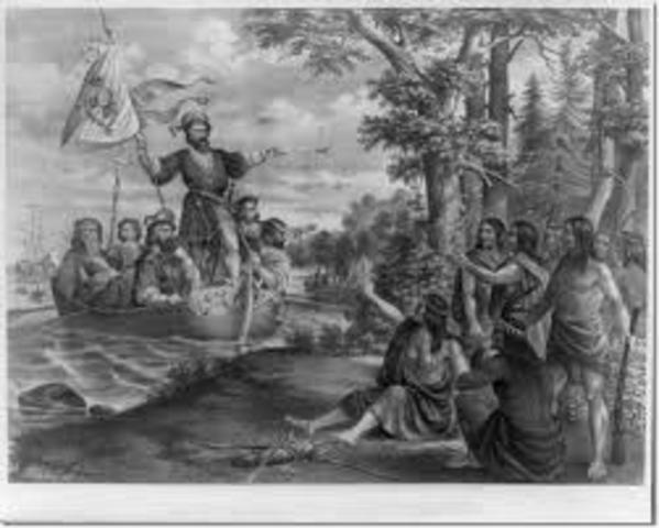 Christopher Columbus arrives in the New World