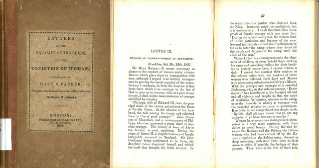 Sarah Grimke's "Letters on the Equality of the Sexes" and the "Condition of Women"
