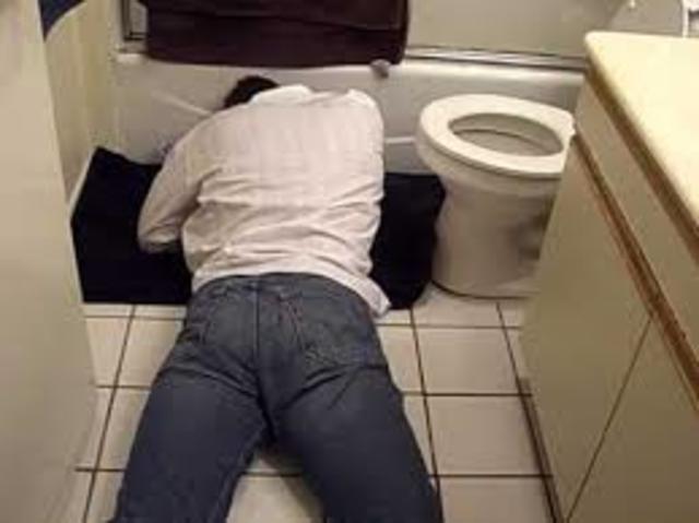 He passed out in the bathroom.