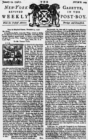 New York Gazette is Issued