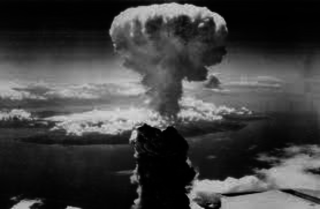 U.S. drops an atomic bomb on Hiroshima, Japan ( three days later a second bomb falls on Nagasaki)