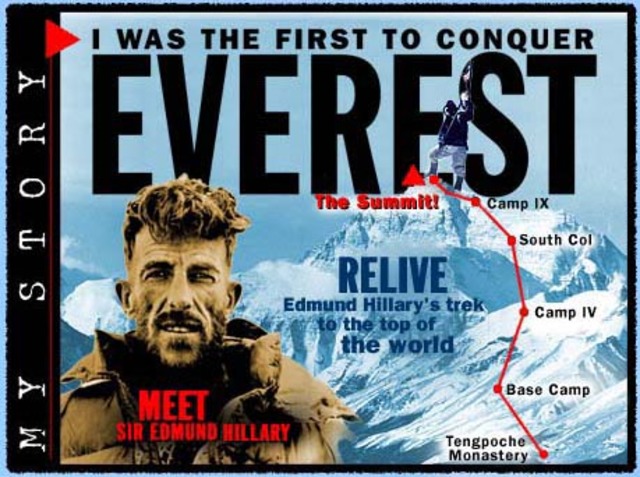 Edmund Hillary.The first to reach the peak of Mt. Everest