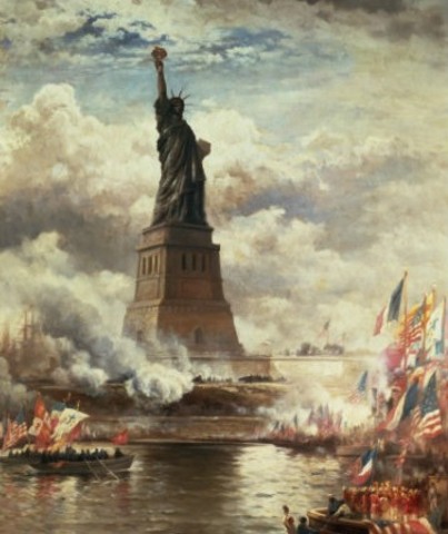 President Cleveland unveils the Statue of Liberty.