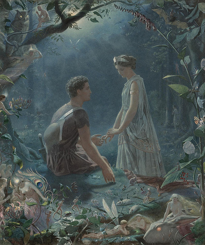 Hermia and her lover Lysander decide to elope by escaping through the forest at night, intending to escape from Athens, and marry in the house of Lysander's aunt.