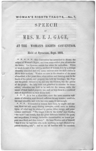 National Woman's Rights Convention in Syracuse, New York