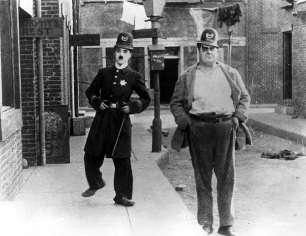 Charlie Chaplin's climactic chase scenes in comedies