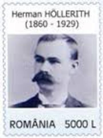 Hernan Hollerth usa una perforadora  mecanica  para representar  letras  del afabeto  y digitos en tarjetas de papel.En 1924 fundaria IBM.