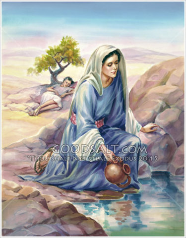 God sends water for Hagar and Ishmael.