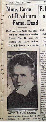 Death of Marie Curie