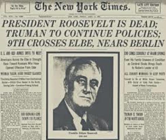 FDR Death -truman becomes president