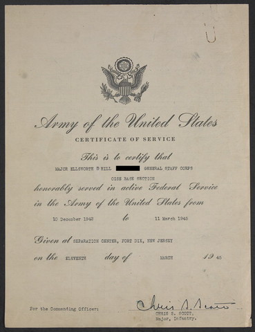 Ellsworth got his certification of service