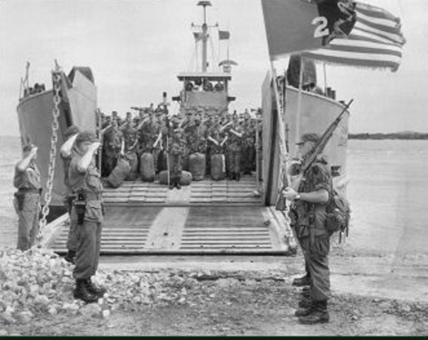 First American combat troops land in Vietnam