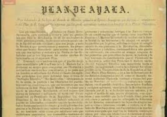 Zapata proclama el Plan de Ayala desconociendo el gobierno de Madero