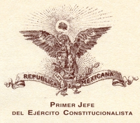 Venustiano Carranza, gobernador de Coahuila, lanza el Plan de Guadalupe. convocando a la rebelión contra el gobierno huertista y formando el ejército Constitucionalista.