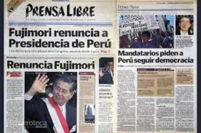 Alberto Fujimori esde alli hace su renuncia via fax.