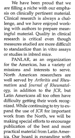 JCR es instituida como publicación oficial de PANLAR / Official Journal