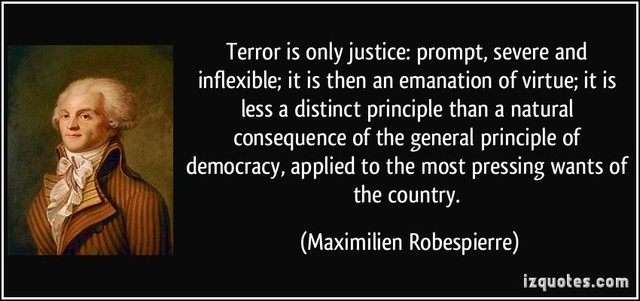 Maximilien Robespierre declares that terror "flows" from virtue