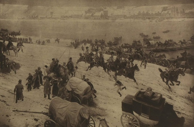 Napoleon's forces are easily defeated in January by the forces of Britain, Prussia, Russia, and Sweden, and the united forces advance steadily towards Paris